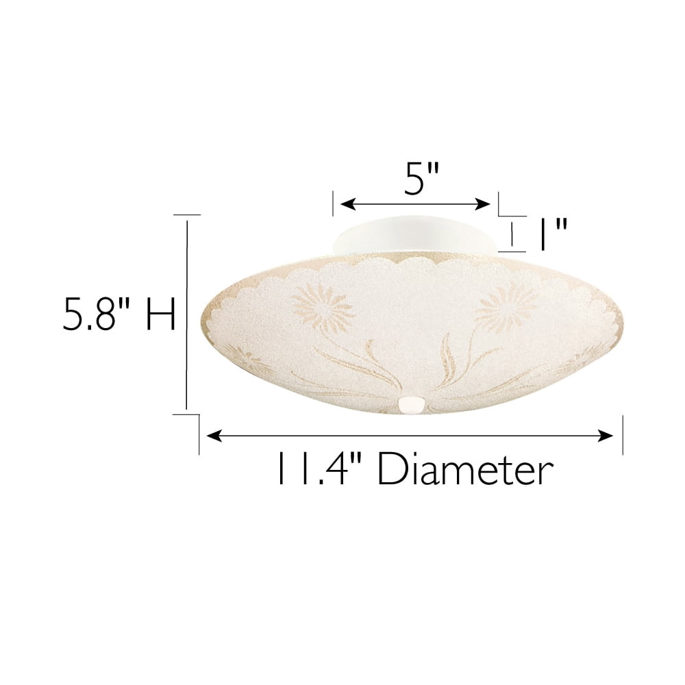 Design House 501619 Traditional 2-Light Indoor Semi-Flush Ceiling Mount Dimmable Frosted White Glass for Bedroom Hallway Kitchen Dining Room, White