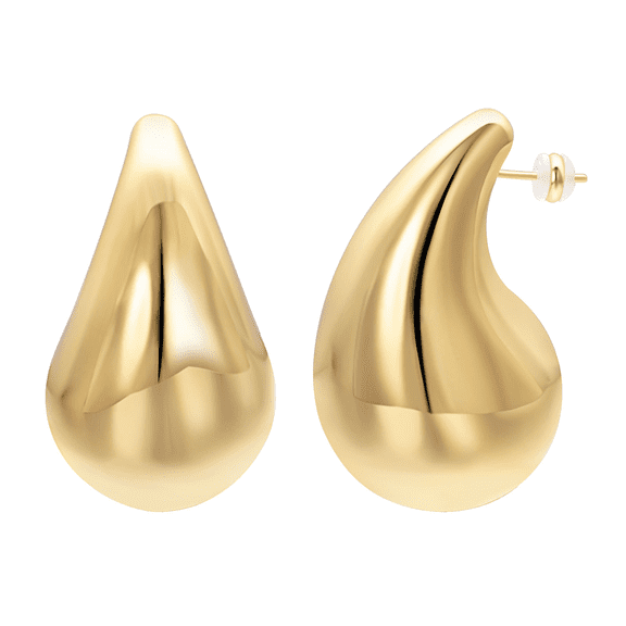 Vissen TearDrop Earrings Gold for Women Chunky Gold Earrings Lightweight -Hypoallergenic Gold Plated Stud Earrings for Women Fashion Accessories