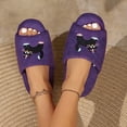 thumbnail image 5 of Fengactive Womens Cat Embroidery Open Toe Slide Slippers Round Toe Soft Sole Breathable Casual House Slippers, 5 of 7