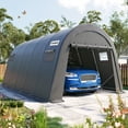 thumbnail image 3 of KING BIRD 12 x 20FT Heavy Duty Round Style Carport, Anti-Snow Car Canopy Outdoor Storage Shelter with Reinforced Ground Bars, 3 of 9