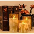 thumbnail image 3 of Juego de 3 velas LED de cristal con temporizador de 6 horas, velas de pilar para decoración de primavera, H10cm/ 12,5cm/ 15cm, 3 of 5