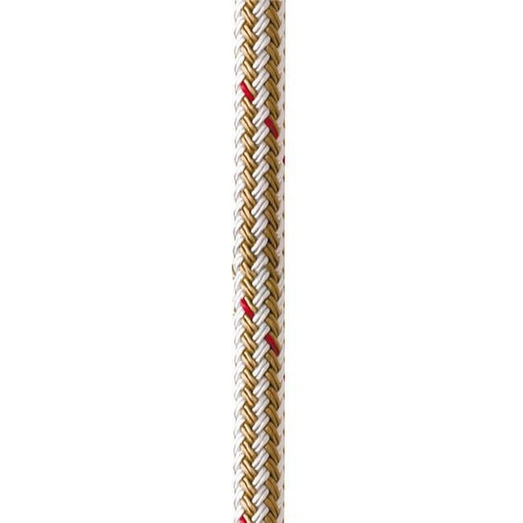 New England Ropes C5059-16-00015 Ligne de Quai Double Tressée en Nylon 0,5 Po x 15 Pi - Blanc et Or avec Traceur