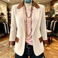 thumbnail image 3 of Women's Winter Corduroy Blazers Jackets Dressy Casual Ribbed Long Sleeve Lapel Fashion Work Business Outerwear Beige-A M(M), 3 of 10