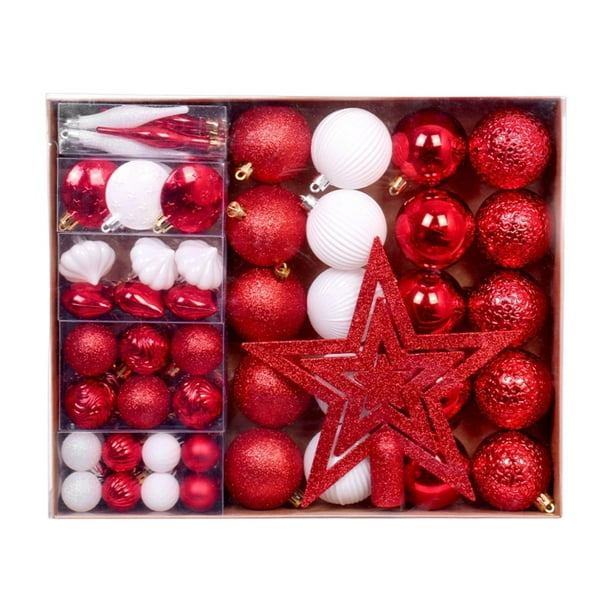 Adornos navideños de bolas, adornos navideños, regalo ideal y práctico, para de , decoraciones para árboles de para festivales de Rojo y blanco
