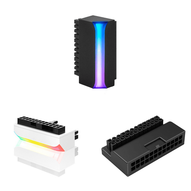 Adaptador de 24 pines a 90 grados Fuente de alimentación ATX Conector de placa base ARGB de 5 V
