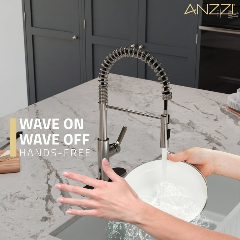 ANZZI Tulip Brushed Nickel 1-Handle Deck-Mount Pull-Out Handle Kitchen Faucet ANZZI Tulip Brushed Nickel 1-Handle Deck-Mount Pull-Out Handle Kitchen Faucet