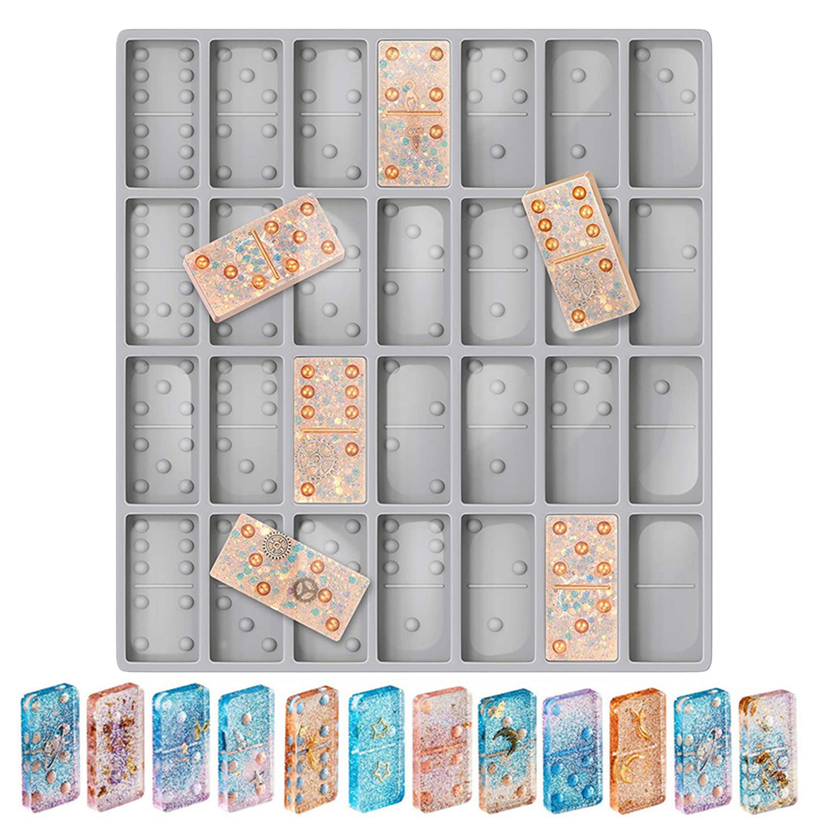 absuyy Domino Mould on Clearance- Silicone Domino Mold Resin Domino Mirror  Epoxy Resin Abrasive Mold Toy