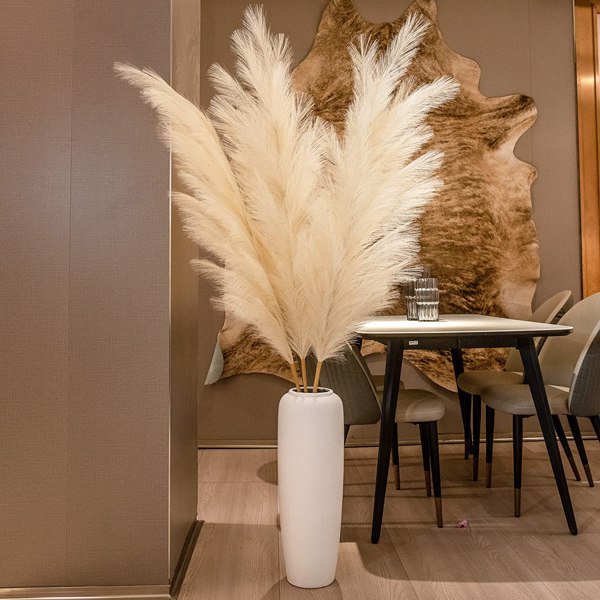 Fithood 3PCS43 inch Pampas Grass Decor TallPompous Grass LargeFluffy