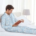 thumbnail image 6 of Salouo Cute Bunny Print Button-Front Long Sleeve Pajama Set for Men, Soft 2Pjs Men's Long Sleeve Sleepwear-XX-Large, 6 of 7