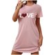 thumbnail image 2 of Camisón corto de talla grande para mujer, camisón de manga corta con estampado de pecho a la moda, camisón para mujer, 2 of 5