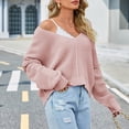 thumbnail image 4 of Lovskoo Sweaters for Women Casual Loose Long Sleeve Knitting Round Neck Sweater Blouse Tops Pink, 4 of 8