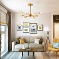 thumbnail image 2 of 28" Modern Crystal Chandeliers, 9 Lights Golden Chandelier for Living Room Bedroom, Dining Room Chandelier Over Table, Kitchen Light Fixtures (Bulbs Not Included), 2 of 10