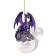 thumbnail image 5 of Ruth Thompson Hoarfrost Purple Dragon On Pearl Glass Ball Ornament Figurine 5"H, 5 of 7