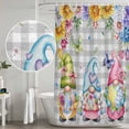 thumbnail image 5 of Easter Gnomes Shower Curtain, Waterproof Shower Curtains for Bathroom, Spring Floral Eggs Flowers Butterflies Gray Plaid Washable Bathtub Curtain Set Bath Decor with 12 Hooks Extra Long 72"x96", 5 of 8