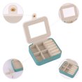 thumbnail image 4 of Unique Bargains Portable Mini Faux Leather Organizer Jewelry Box with Button Blue, 4 of 7