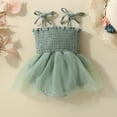 thumbnail image 4 of CAICJ98 Baby Girl 1st Birthday Clothes One Year Old Tulle Romper Sleeveless Bodysuit Cake Smash Infant Summer Outfits (Green,9-12 Months), 4 of 7