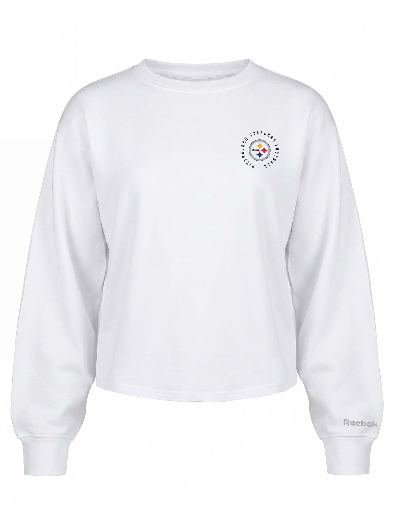 Pittsburgh Steelers Reebok Womens White Heavyweight Cotton Long Sleeve Pullover