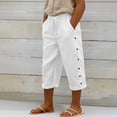 thumbnail image 2 of VeFlora Kids Capri Pants Unisex Loose Casual Pants Boys Girls School Long Pant Summer Beach Vacation Cropped Pant(White/3-4 Years), 2 of 5