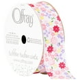 thumbnail image 2 of (3 pack) Offray Ribbon, White 7/8 inch Floral Grosgrain Ribbon, 9 feet, 2 of 10