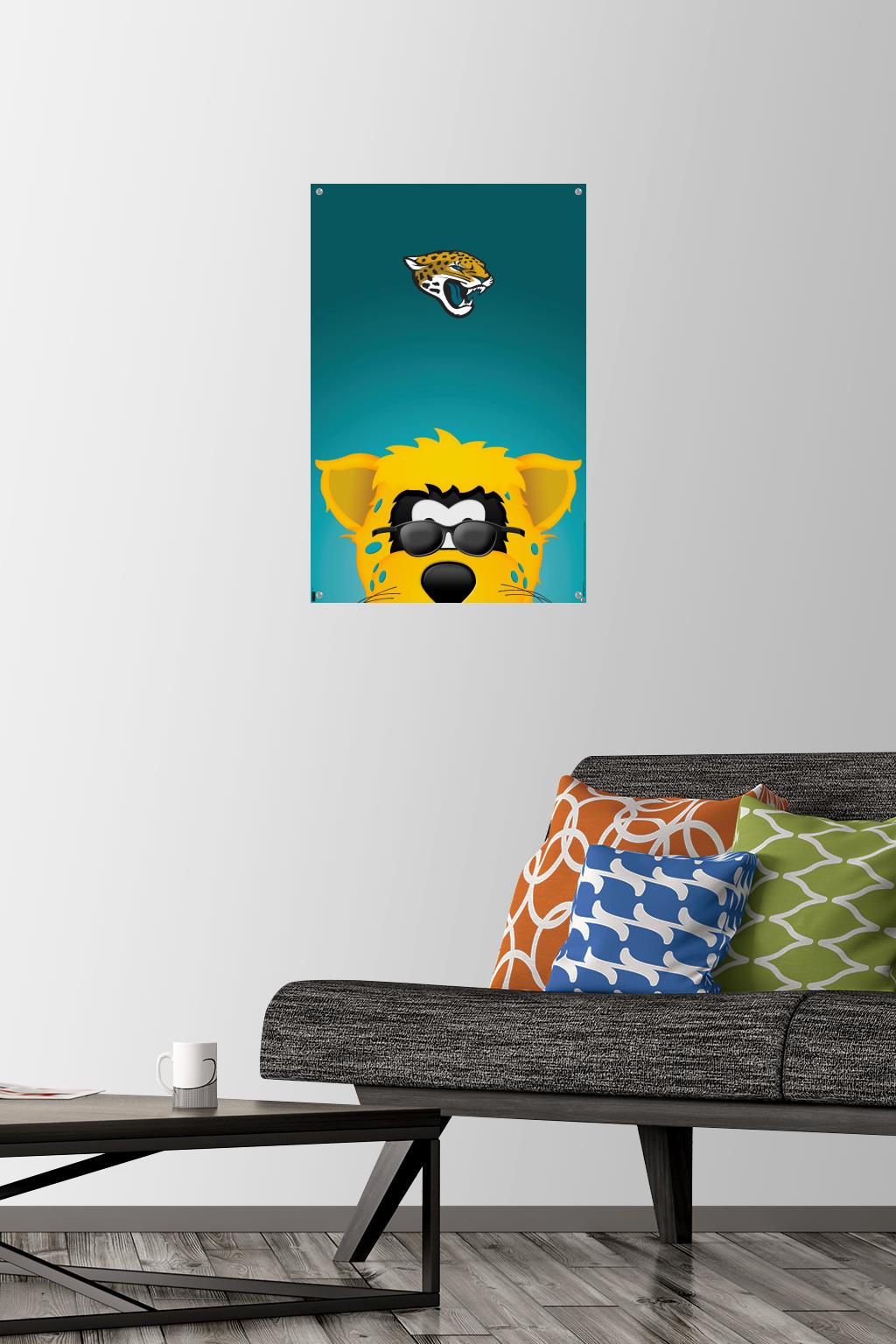 NFL JacksonVille Jaguars - S. Preston Mascot Jaxon DeVille Wall Poster with Pushpins, 14.725" x 22.375"