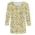 thumbnail image 4 of 3/4 Length Sleeve Shirts for Women New Summer Clothing Top Fashion Floral Print T-Shirts Women's Blouses Pullover Tops, 4 of 5