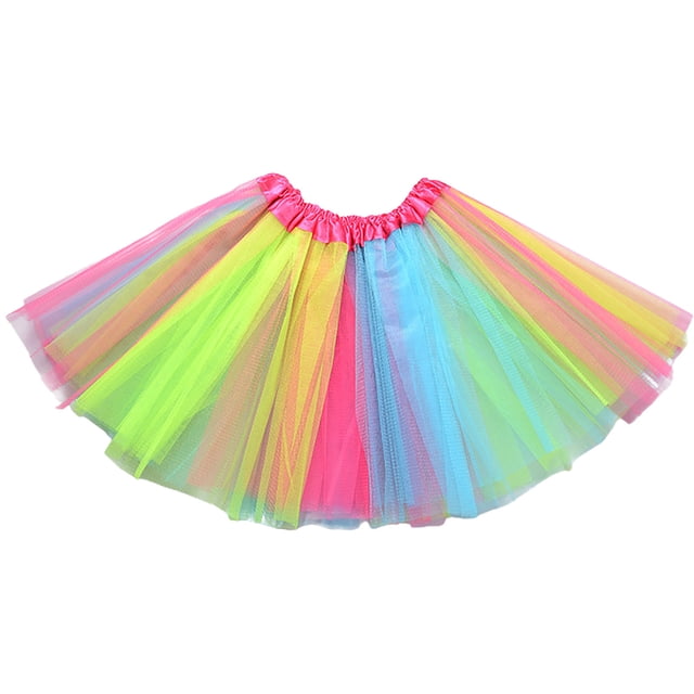 Jupe Tutu Arc-en-Ciel pour Filles, Jupe de Fête d'Anniversaire, Jupe de Performance, Mode Mignonne, Jupe Imprimée, Jupes pour Filles, Rose, Taille Unique