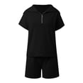 thumbnail image 7 of Track Suits for Women Set Short Sleeve Quarter Zip Lapel Collar Sweatshirt and Shorts 2 Piece Matching Set Sweat Shorts Sets, 7 of 7