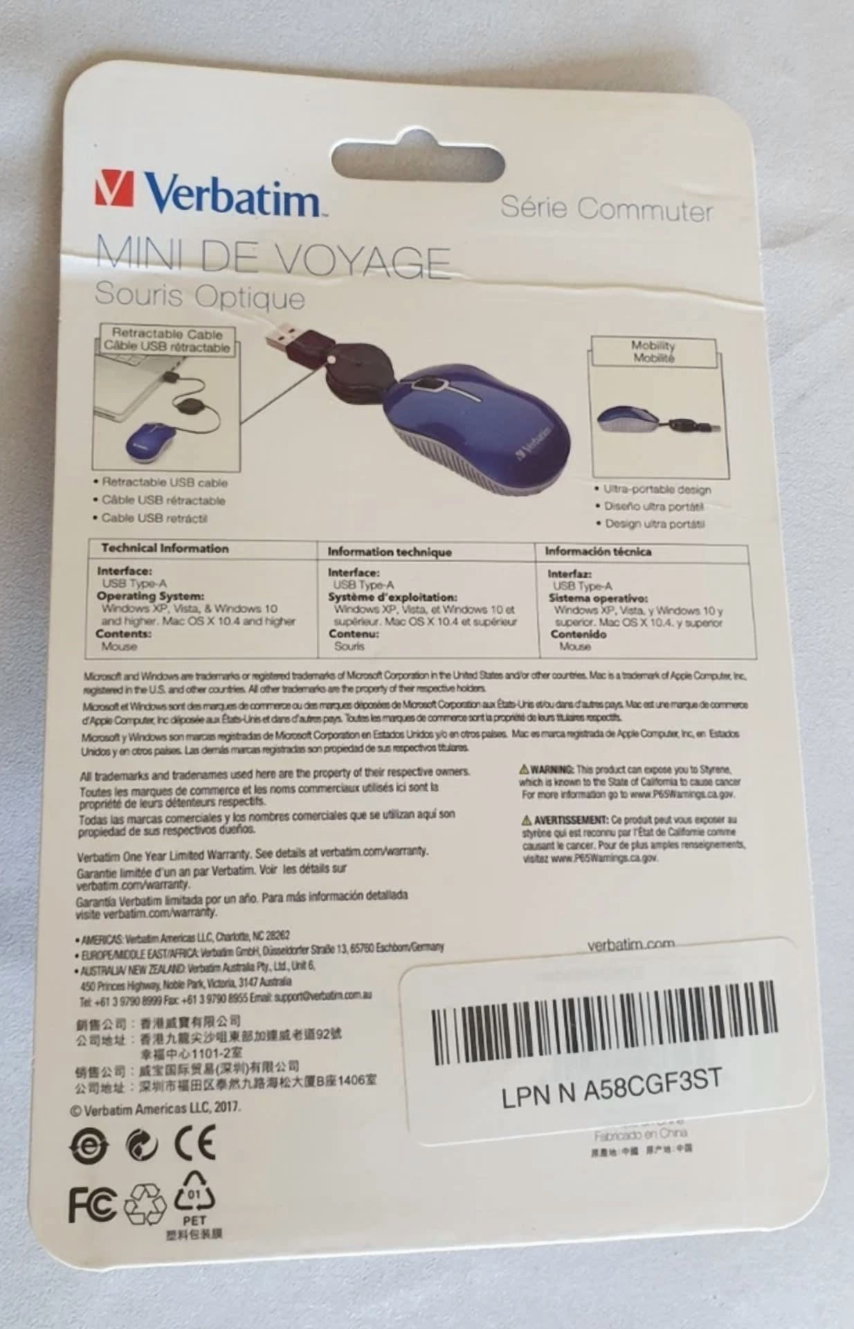 RHEA- Verbatim Wired Optical Mouse Commuter Series - Plug & Play Corded Small