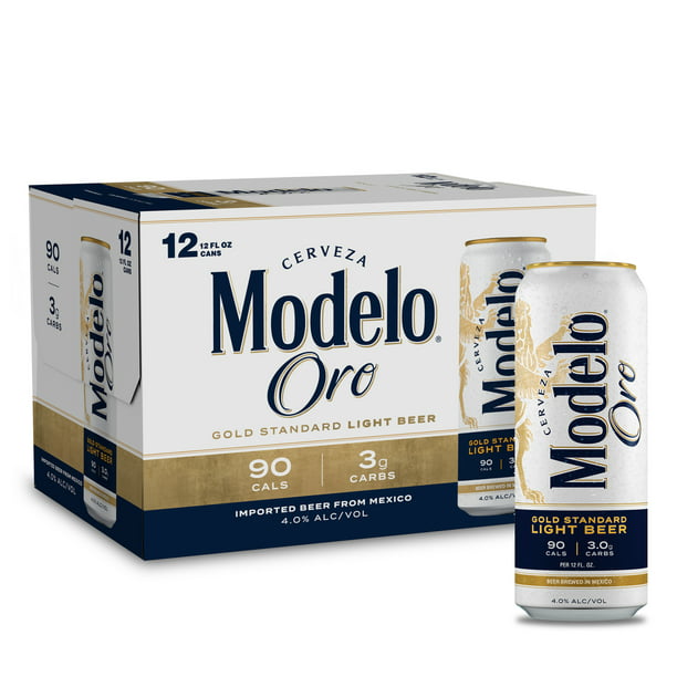 Modelo Oro Mexican Lager Light Beer, 12 Pack Beer, 12 fl oz Cans, 4% ...