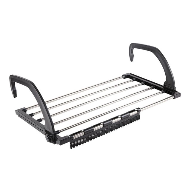 Tendedero de ropa plegable de acero inoxidable para balcón, ideal para viajes. negro