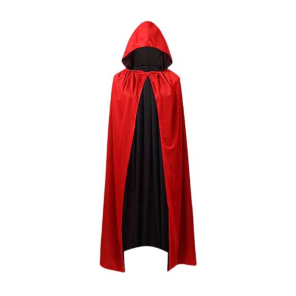 Capa de Halloween para hombres y mujeres Capa de mago para niños y adultos Disfraz de Halloween Capucha roja 140 cm