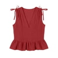 thumbnail image 6 of Favoffer Women's Linen Peplum Blouse V Neck Sleeveless Shoulder Tie Relaxed Fit Summer Daily Vacation Leisure Casual Shirt, 6 of 6