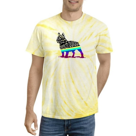 Life W Bulldog Silhouette  Tie Dye Cyclone Men -Image by Shutterstock, Male Large