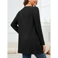 thumbnail image 6 of Fancyglim Women's Cardigan Lightweight Soft Knit Fall Sweater Blue Large Long Sleeve Open Front Coat with Pockets Black L, 6 of 7