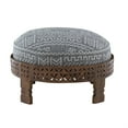 thumbnail image 6 of Taini Round Ottoman Stool, Gray and White Aztec Pattern, 6 of 10