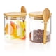 thumbnail image 1 of Recipientes de vidrio Povinmos 550 ml con tapa de bambú y cuchara, 1 of 9