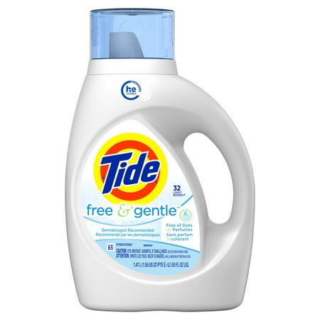 Tide Free & Gentle, HE Turbo Clean Liquid Laundry Detergent, 32 loads, 50 fl