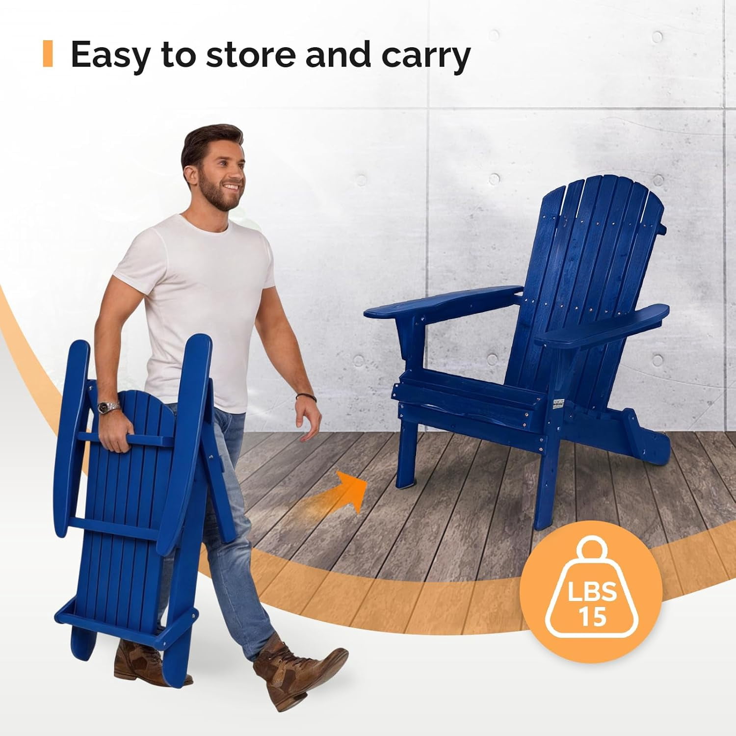 PEXMOR Folding Adirondack Chair Set of 6, Wood Accent Fire Pit Chair, Outdoor Patio Lounge
