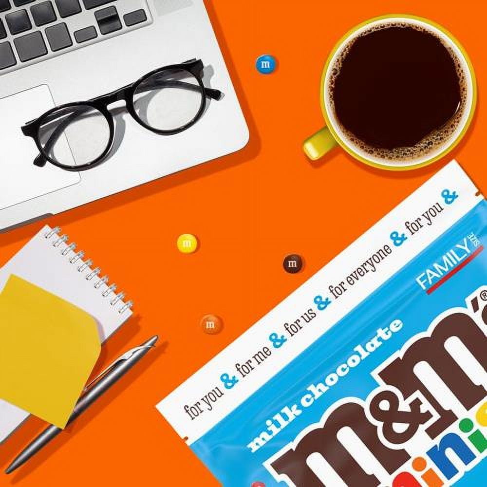 M&Ms Minis Milk Chocolate Candy Assortment, Family Size, 16.9 Oz Resealable Bulk Chocolate Candy Bag - Pack of 2