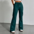 thumbnail image 2 of Dwellite Flare Pants for Women High Waisted Sweatpants with Pockets Casual Hiking Drawstring Trousers 2026 Dark Green S, 2 of 8