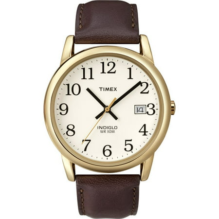 Timex Men's Easy Reader Watch, Brown Leather Strap