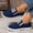 Blue, variant on Womens Canvas Slip On Shoes Canvas Upper Round Toe Flat Sole Casual Sneakers for Women Non Slip Rubber Sole Summer Walking Footwear US :6