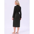 thumbnail image 5 of DARING DIVA Long Sleeve V-neck Kimono Midi Loungewear Bathrobe S Black, 5 of 6