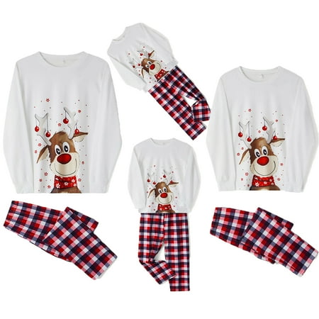 

PDYLZWZY Christmas Family Matching Jammies Pjs Sets Holiday Santa Xmas Sleepwear Pajamas Set Adult Women Mom 3XL