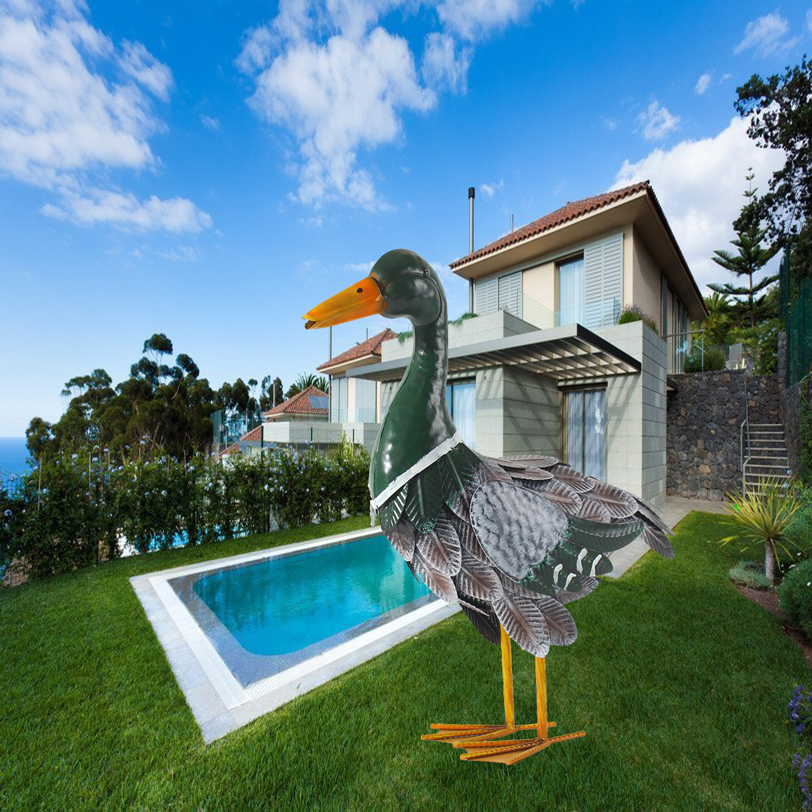 Realistic Duck Statue, Lifelike Metal Duck Sculptures&Statues, Animal Mallard Ducks Statue for Koi Pond Garden Yard,Outdoor Metal Ducks Yard Art