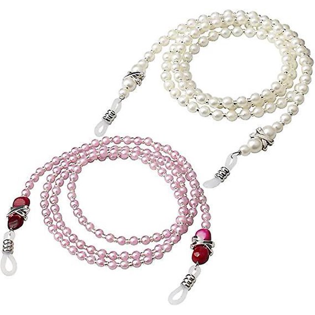 2 Pices Lunettes Porte-chane Perl Lunettes Sangle, Antidrapant Lunettes Cou Sangle Lunettes De Soleil Sangle Imitación Perle Perle Lunettes Sangle