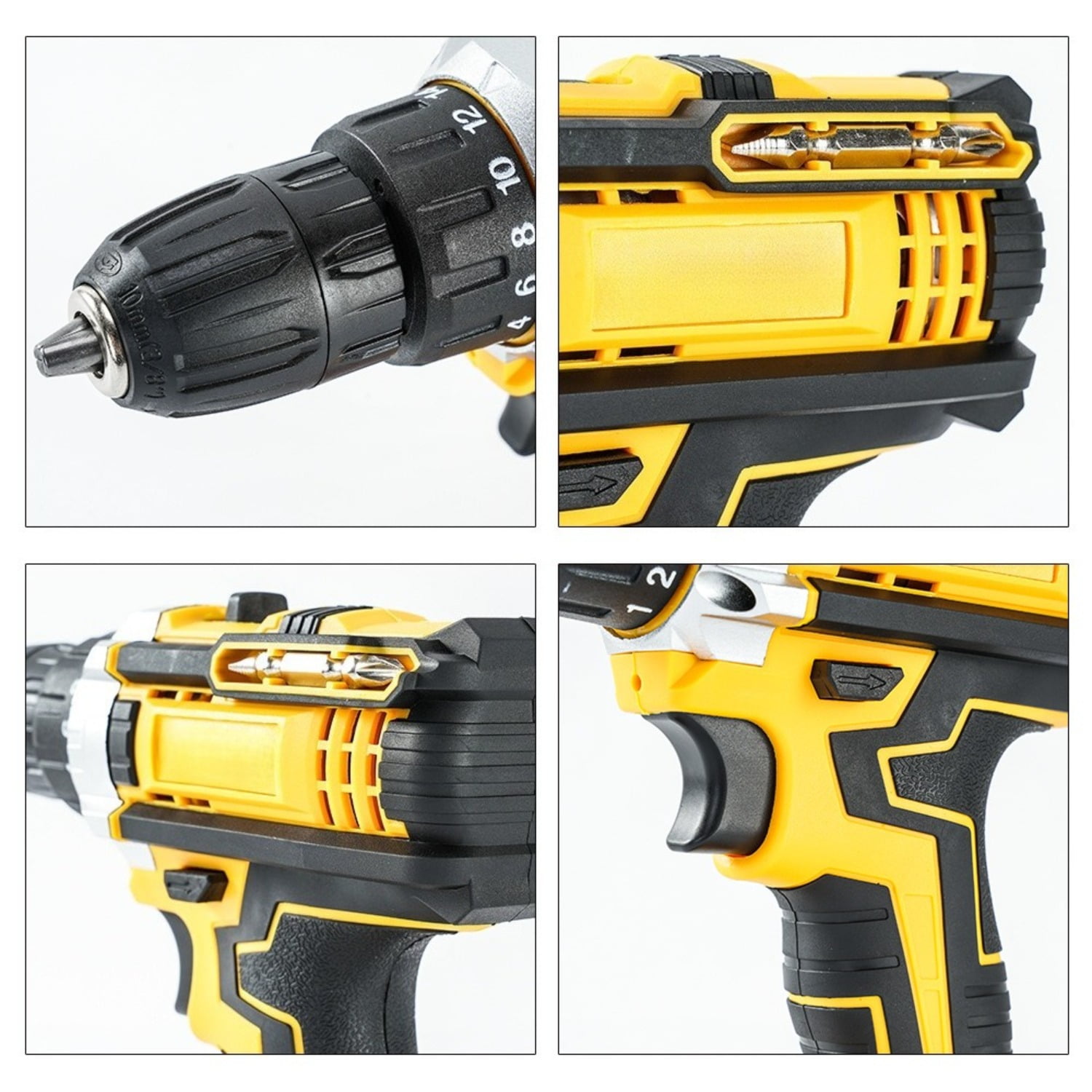 Cordless Drill&Impact Driver Combo-21V Lithium-Ion Rechargeable Multi-Function Hammer Drill with Electric Screwdriver, Pistol Grip Design for Home DIY Projects