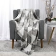 thumbnail image 2 of Unique Bargains Plush Buffalo Reversible Plaid Flannel Fleece Blanket, Throw, Grey White, 2 of 8
