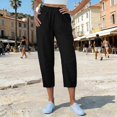 thumbnail image 2 of Casual Capri Pants for Women Summer Lightweight Drawstring Elastic Waist Pants with Pockets by Yigetop Black L, 2 of 7