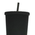 thumbnail image 3 of YAHHU 24oz Double-Walled Studded Tumbler with Lid and Straw, Reusable Matte Plastic Travel Cup for Iced Coffee Water Tea, Leakproof Large Capacity Cold Beverage Mug, Black, 3 of 7